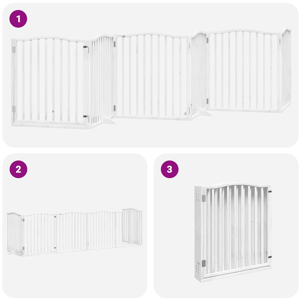 Puerta de perros plegable 6 paneles madera álamo blanca 480 cm