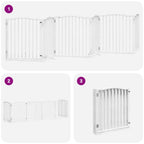 Puerta de perros plegable 6 paneles madera álamo blanca 480 cm