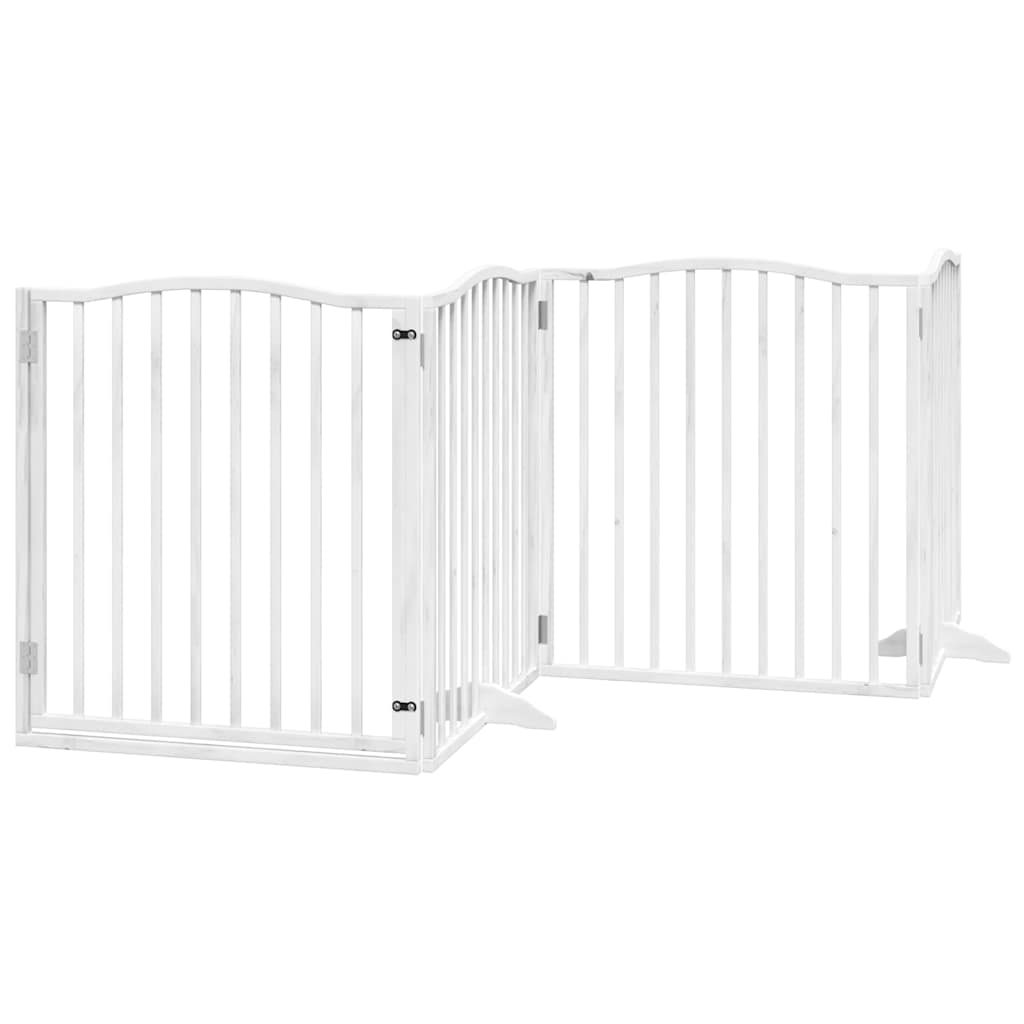 Puerta de perros plegable 8 paneles madera álamo blanca 640 cm
