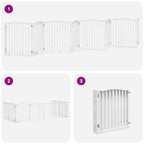 Puerta de perros plegable 8 paneles madera álamo blanca 640 cm