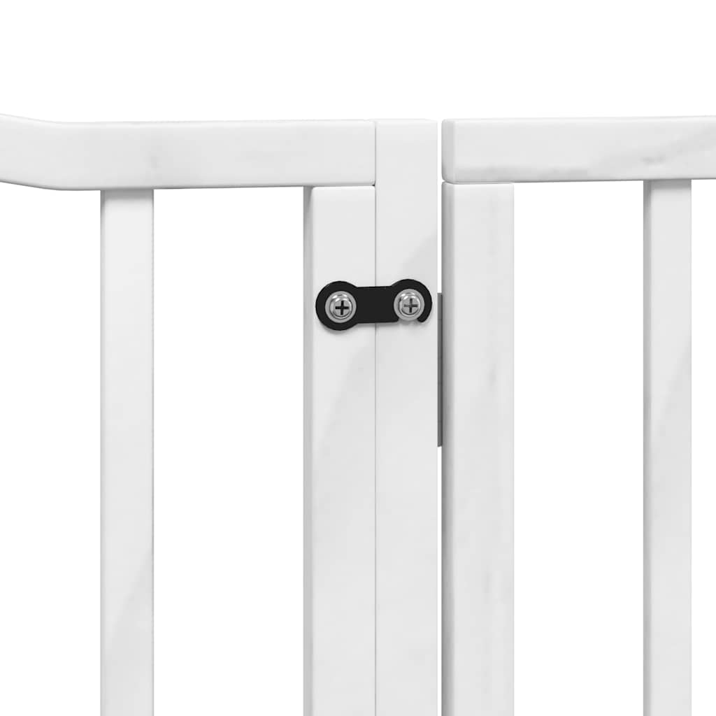 Puerta de perros plegable 8 paneles madera álamo blanca 640 cm