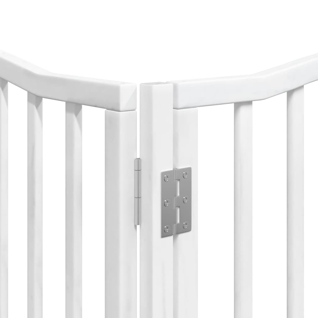 Puerta de perros plegable 8 paneles madera álamo blanca 640 cm