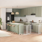 Puerta de perros plegable 8 paneles madera álamo blanca 640 cm