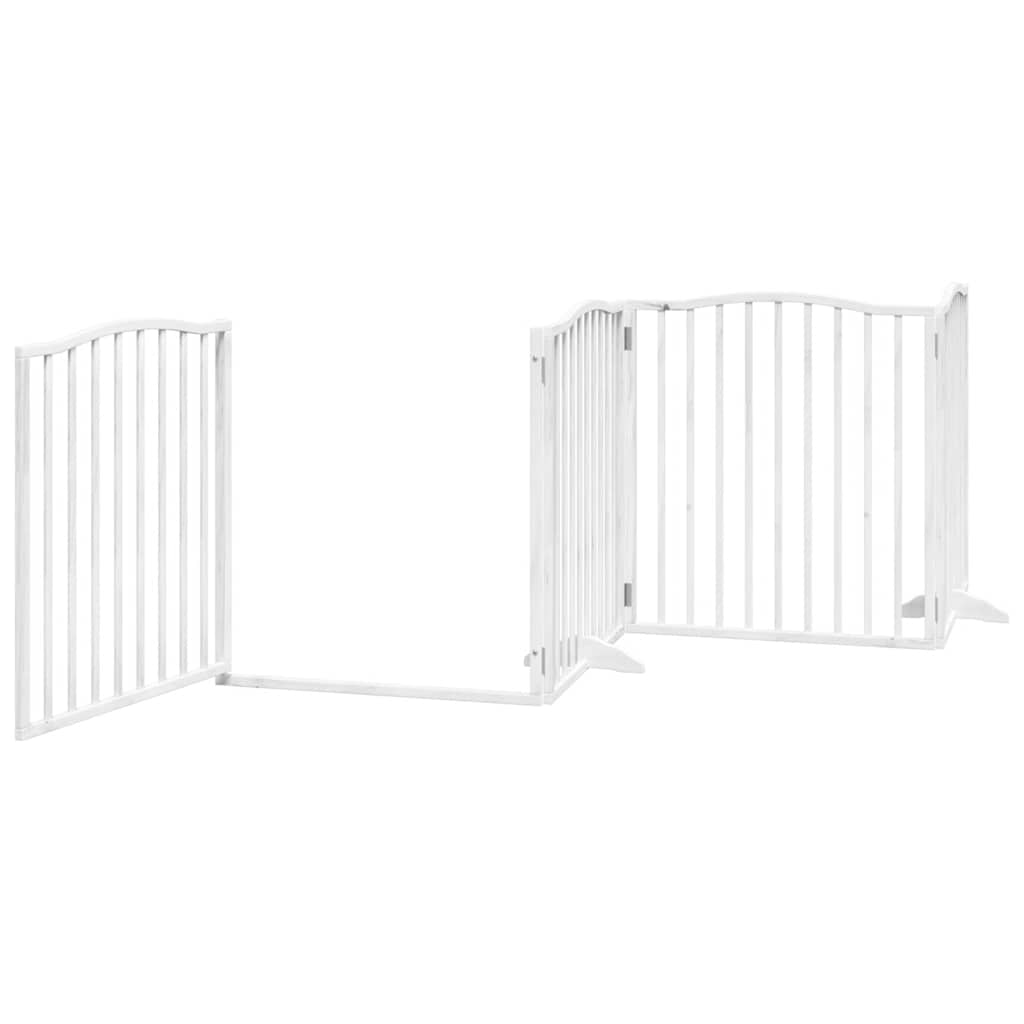 Puerta de perros plegable 10 paneles madera álamo blanca 800 cm