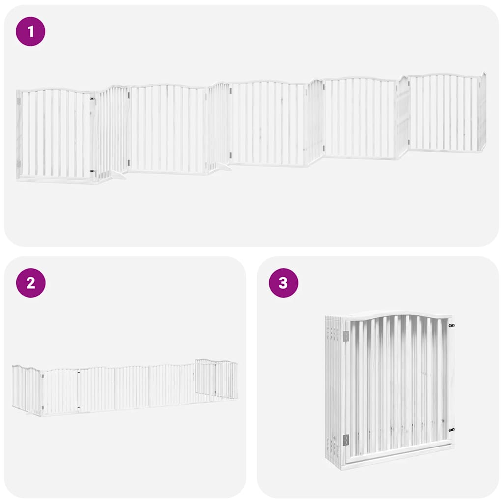 Puerta de perros plegable 10 paneles madera álamo blanca 800 cm