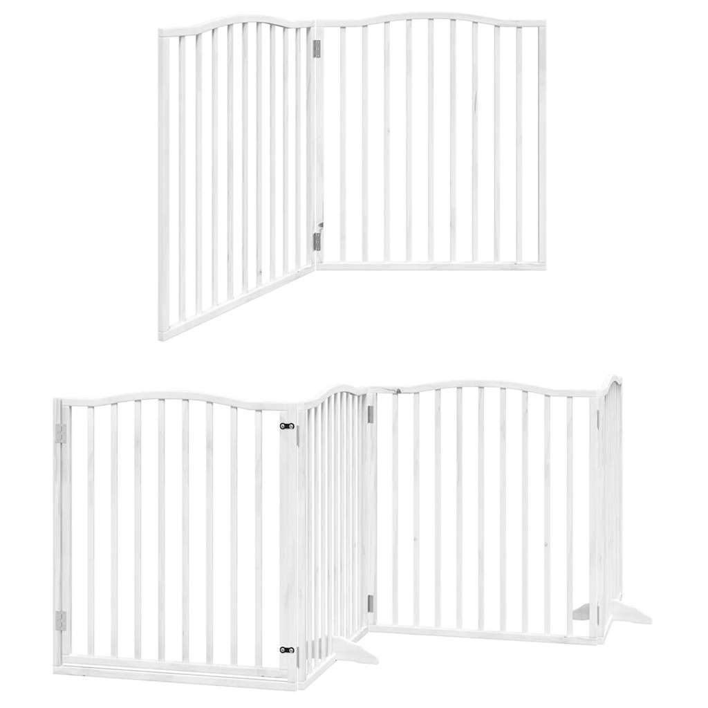 Puerta de perros plegable 12 paneles madera álamo blanca 960 cm