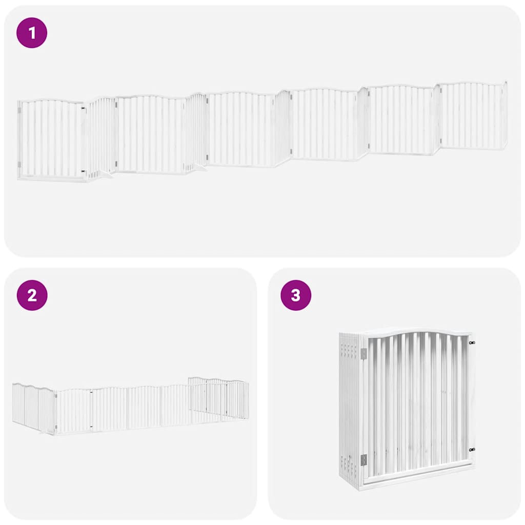 Puerta de perros plegable 12 paneles madera álamo blanca 960 cm
