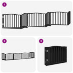 Puerta para perros plegable 6 paneles madera álamo negra 480 cm