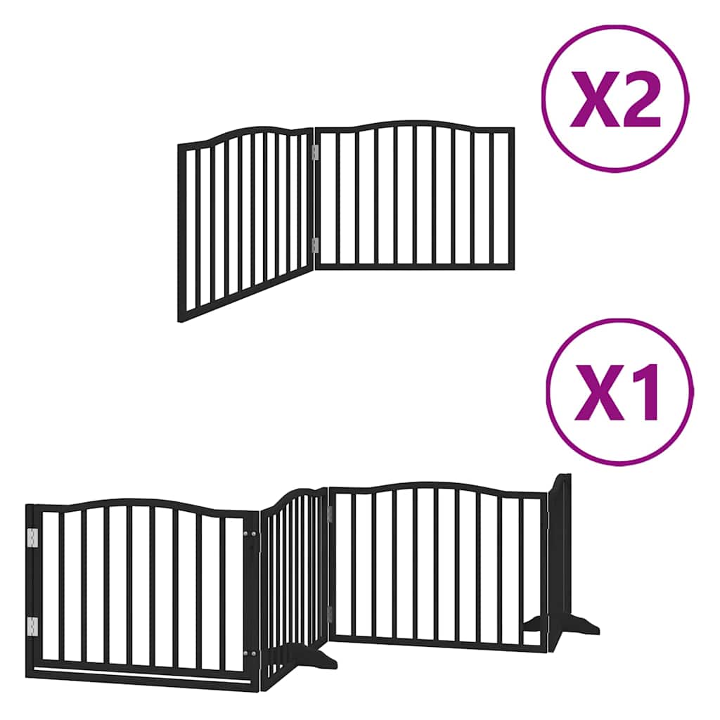 Puerta de perros plegable 8 paneles madera álamo negra 640 cm