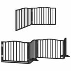 Puerta de perros plegable 8 paneles madera álamo negra 640 cm
