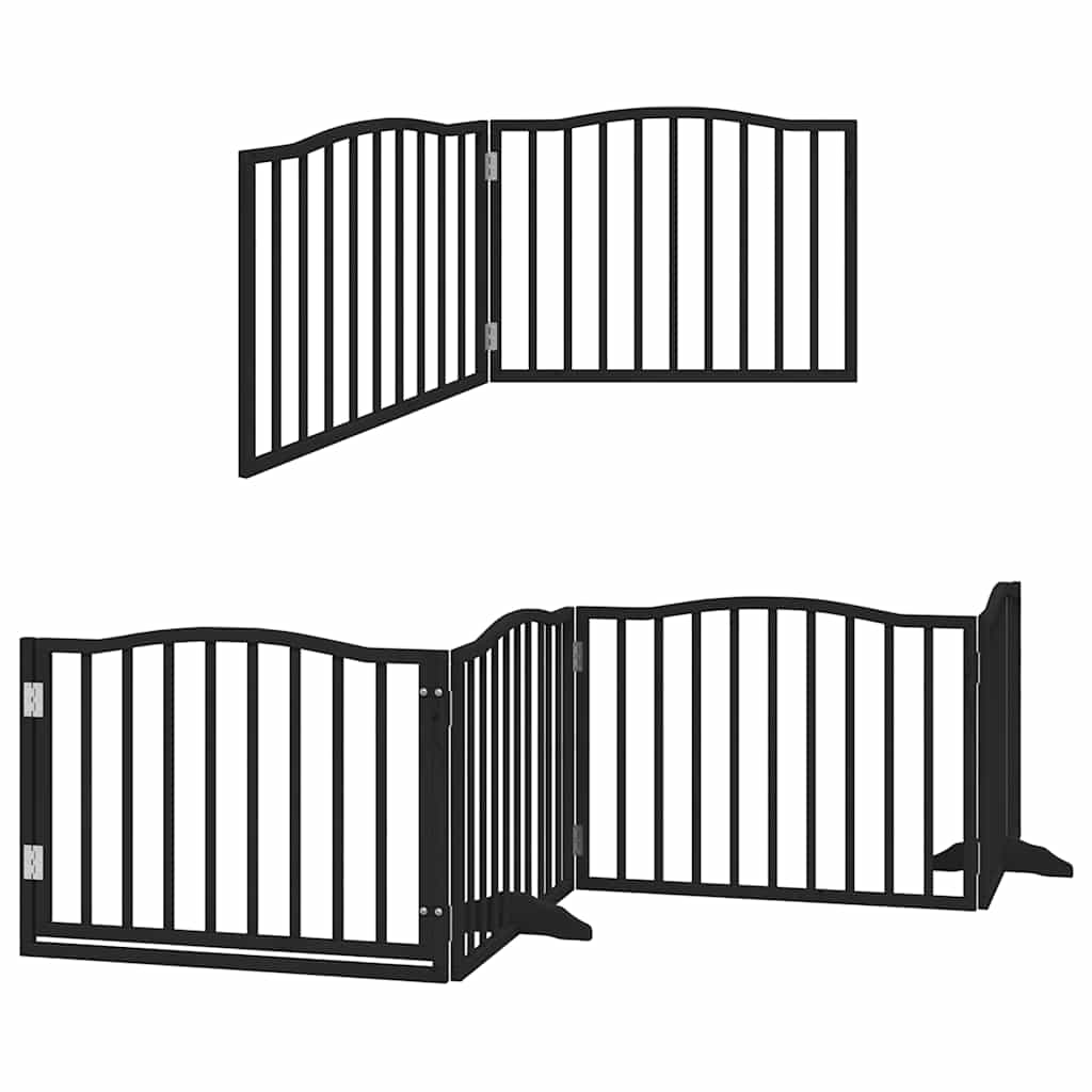 Puerta de perros plegable 8 paneles madera álamo negra 640 cm