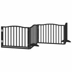 Puerta de perros plegable 8 paneles madera álamo negra 640 cm