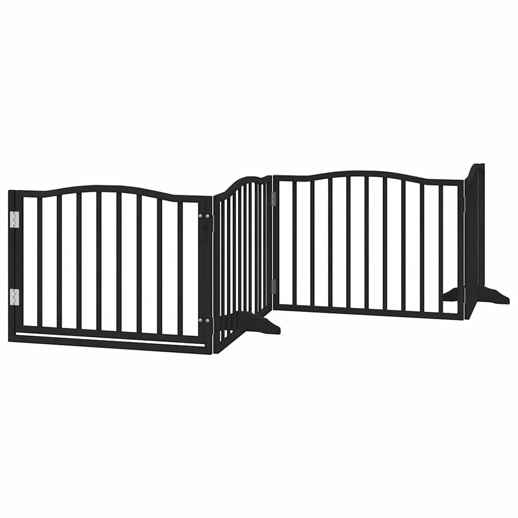 Puerta de perros plegable 8 paneles madera álamo negra 640 cm