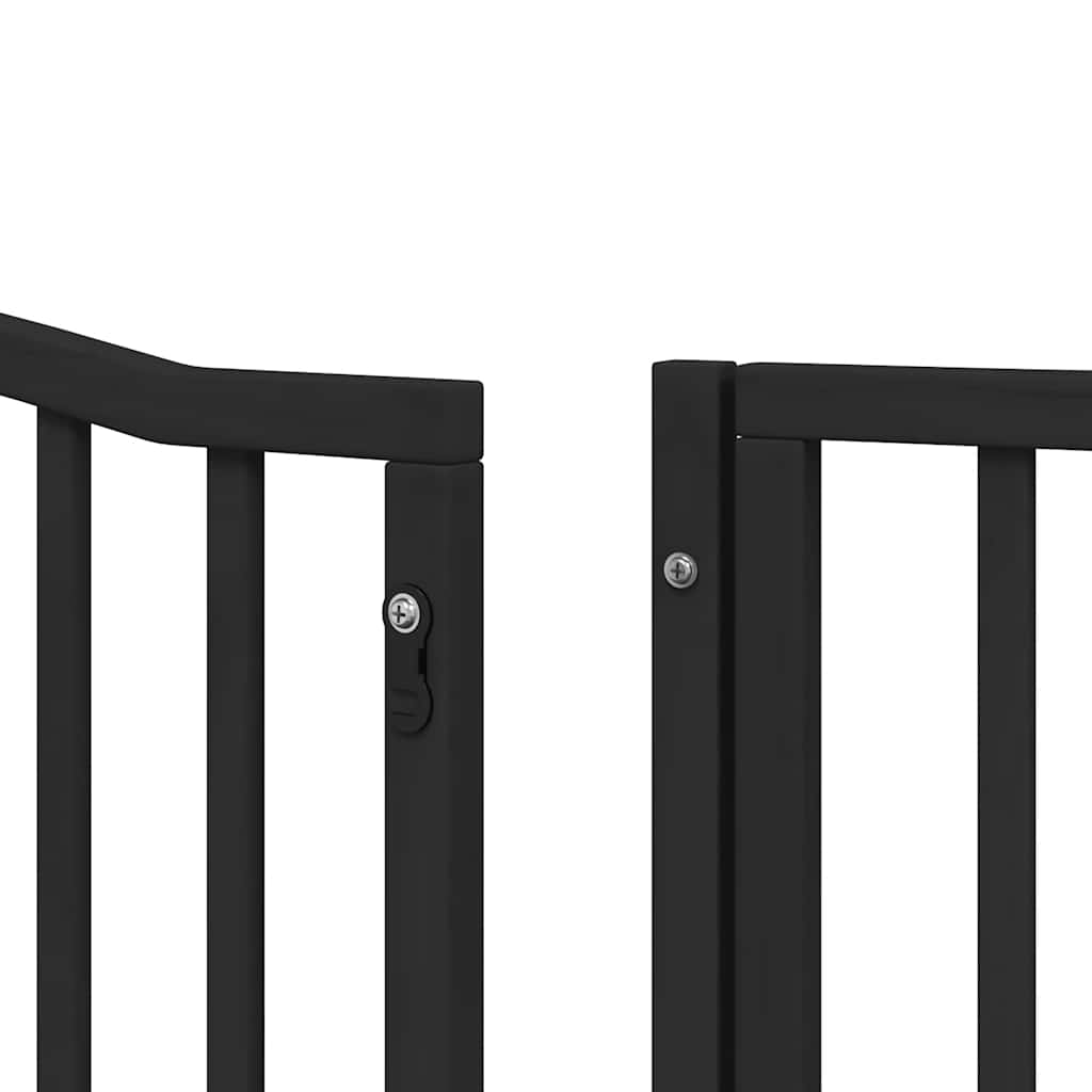 Puerta de perros plegable 8 paneles madera álamo negra 640 cm