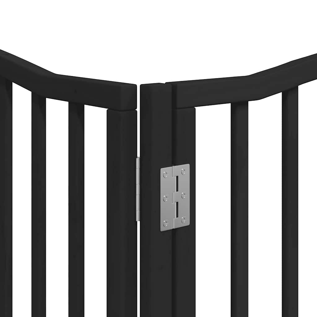 Puerta de perros plegable 8 paneles madera álamo negra 640 cm