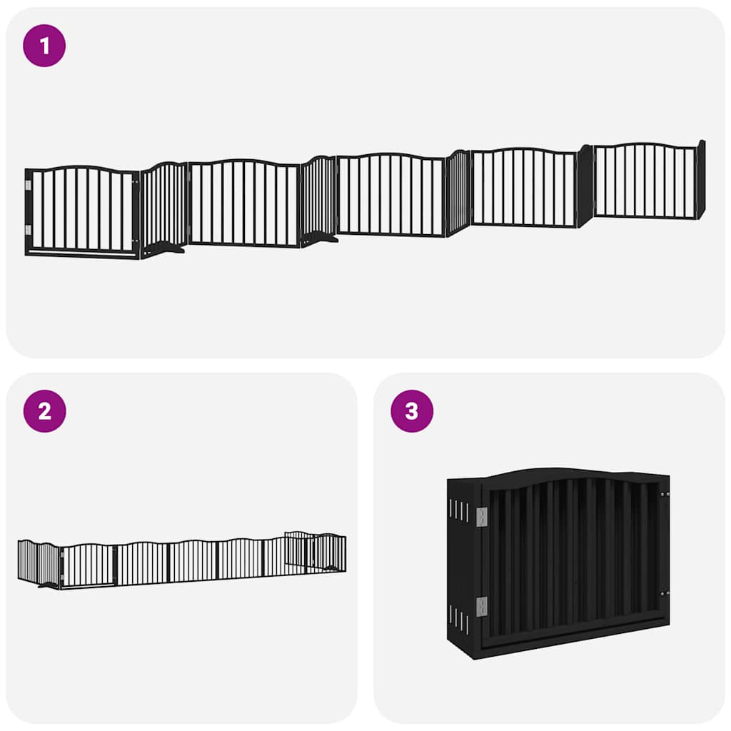 Puerta de perros plegable 10 paneles madera álamo negra 800 cm