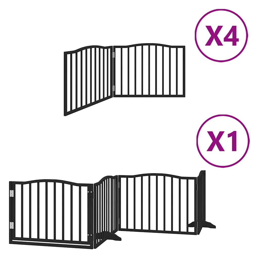 Puerta de perros plegable 12 paneles madera álamo negra 960 cm