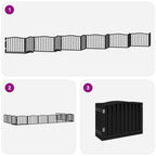 Puerta de perros plegable 12 paneles madera álamo negra 960 cm
