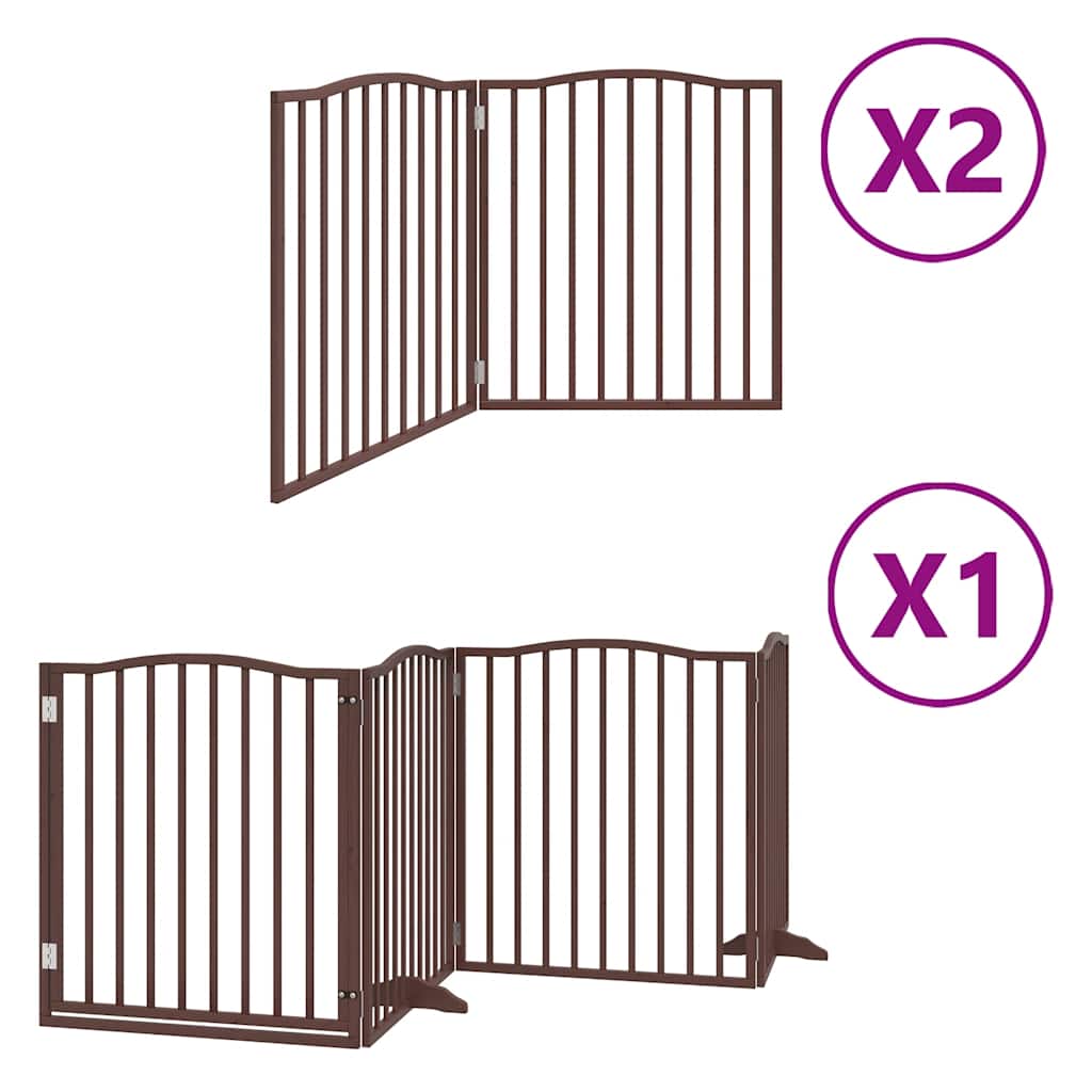 Puerta de perros plegable 8 paneles madera álamo marrón 640 cm