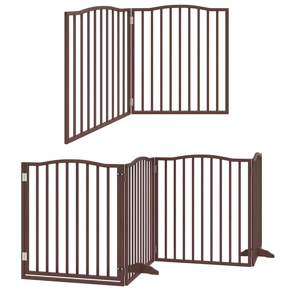 Puerta de perros plegable 8 paneles madera álamo marrón 640 cm