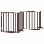 Puerta de perros plegable 8 paneles madera álamo marrón 640 cm