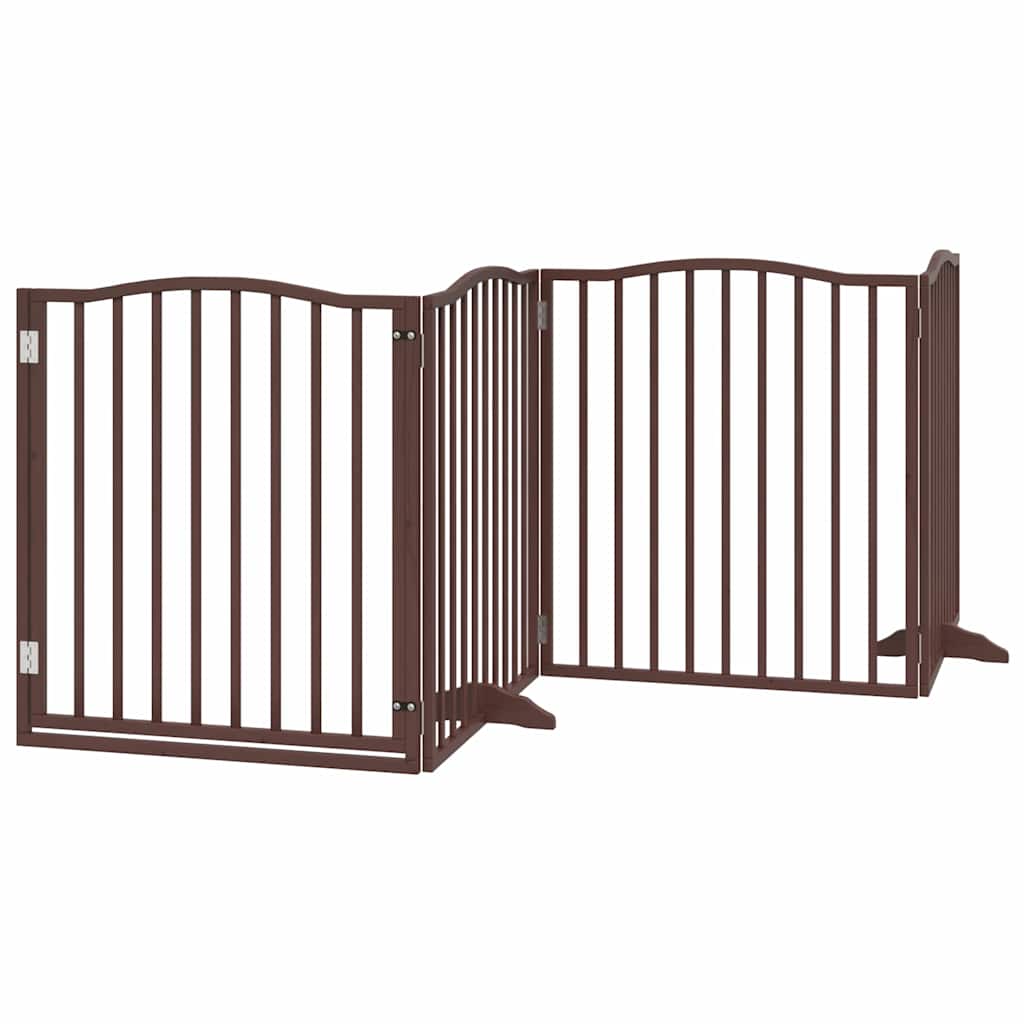 Puerta de perros plegable 8 paneles madera álamo marrón 640 cm