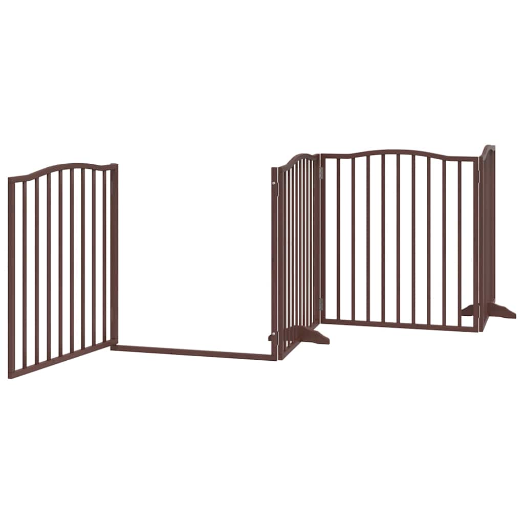 Puerta de perros plegable 8 paneles madera álamo marrón 640 cm