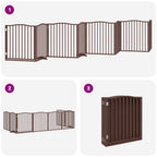Puerta de perros plegable 8 paneles madera álamo marrón 640 cm