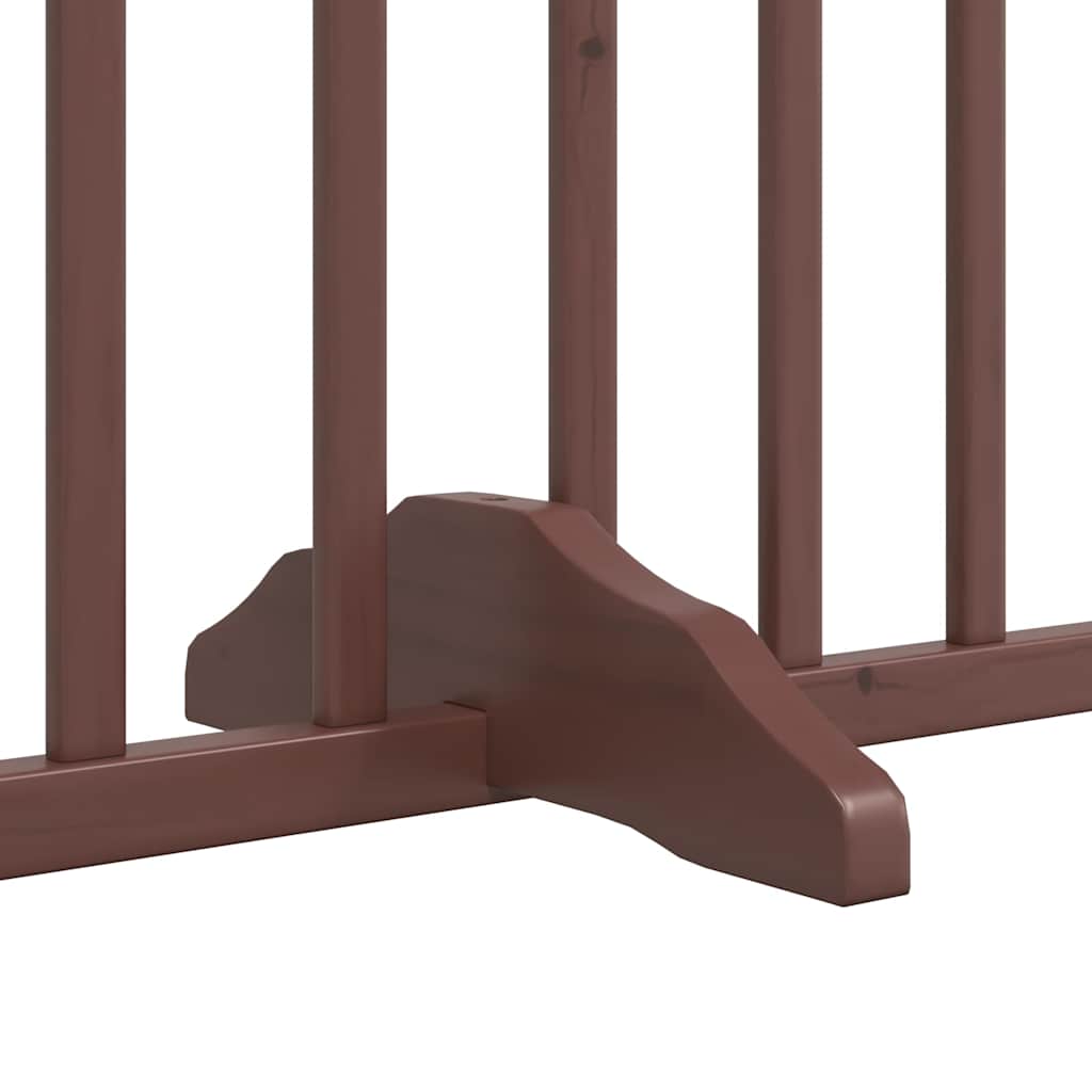 Puerta de perros plegable 8 paneles madera álamo marrón 640 cm