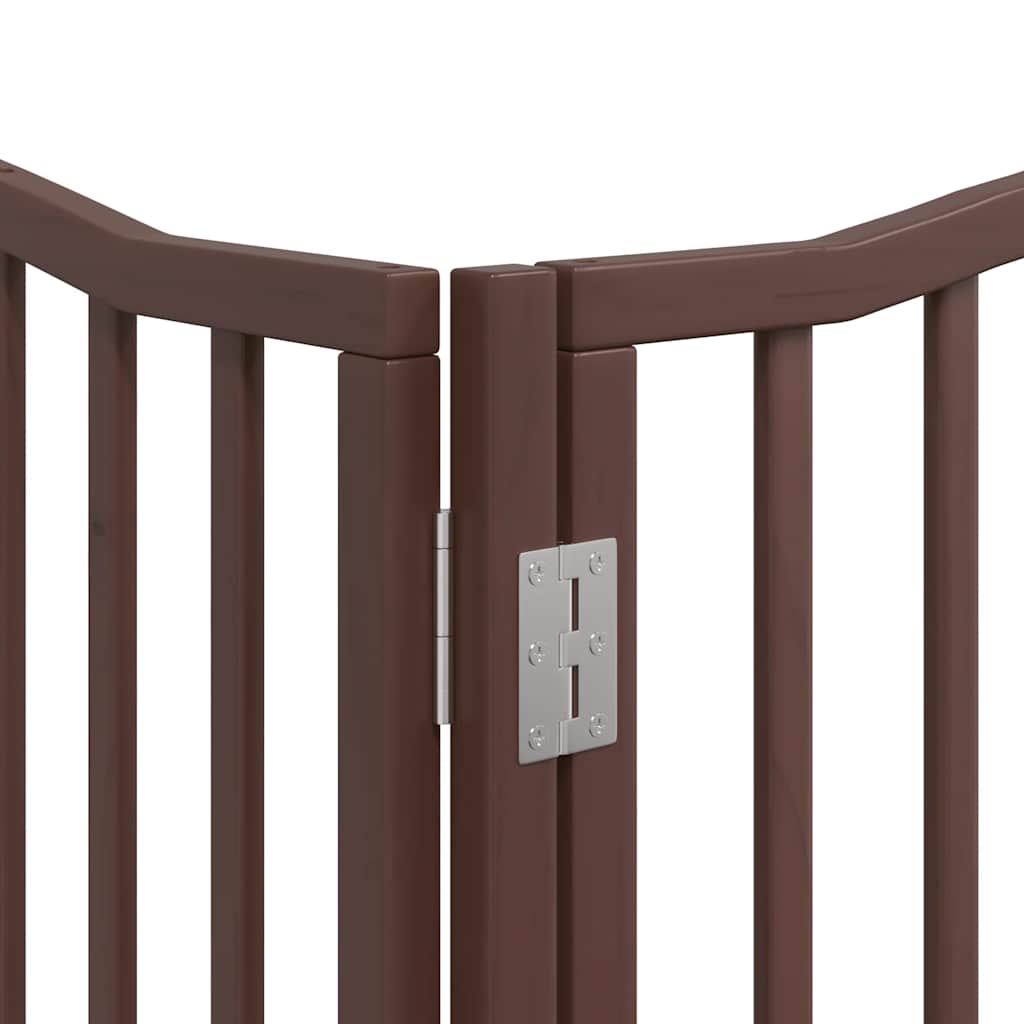 Puerta de perros plegable 8 paneles madera álamo marrón 640 cm