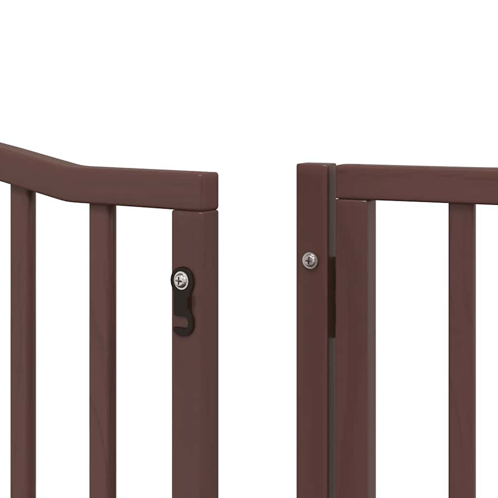 Puerta de perros plegable 8 paneles madera álamo marrón 640 cm