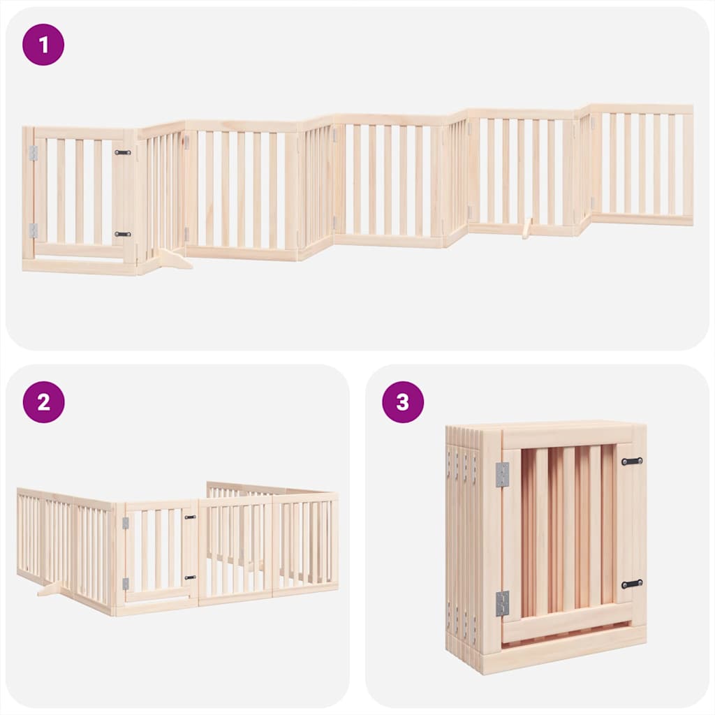Puerta para perros plegable 9 paneles madera de álamo 450 cm