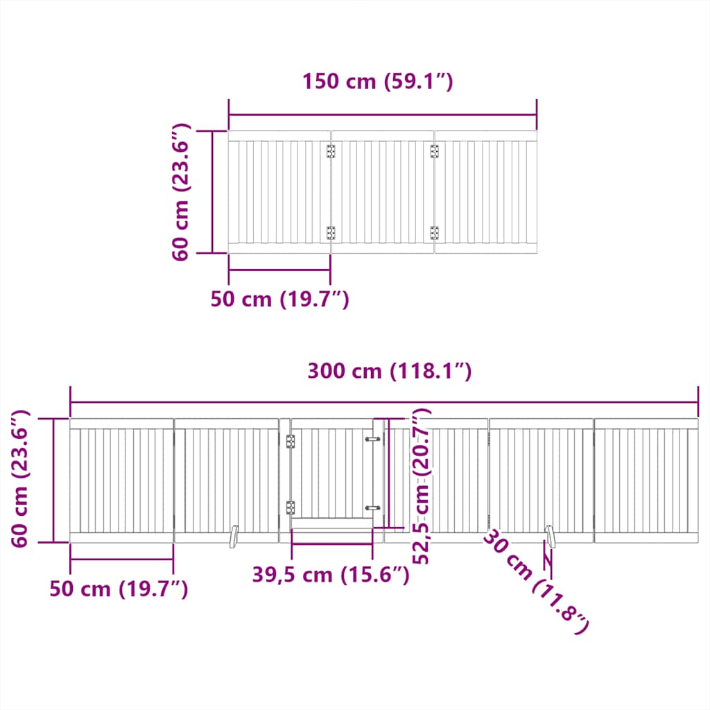 Puerta para perros plegable 12 paneles madera de álamo 600 cm