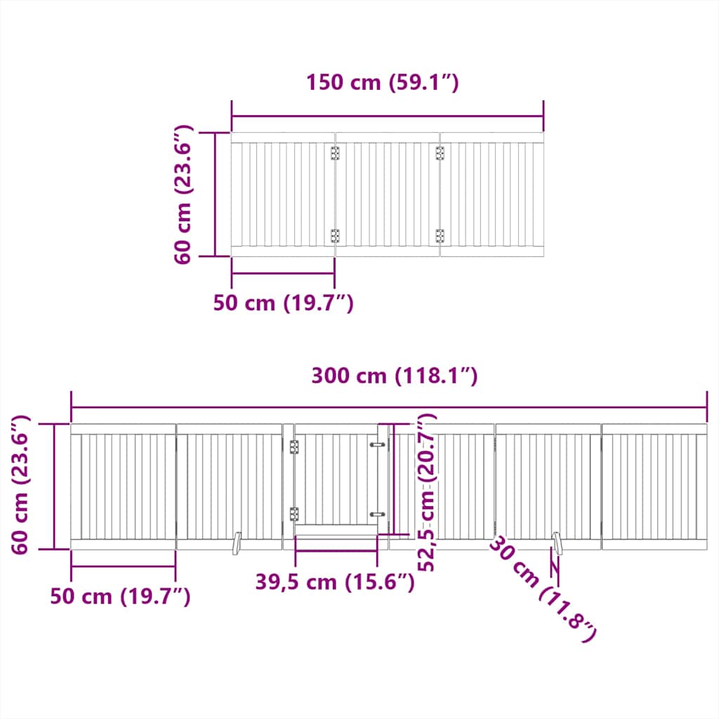 Puerta para perros plegable 15 paneles madera de álamo 750 cm