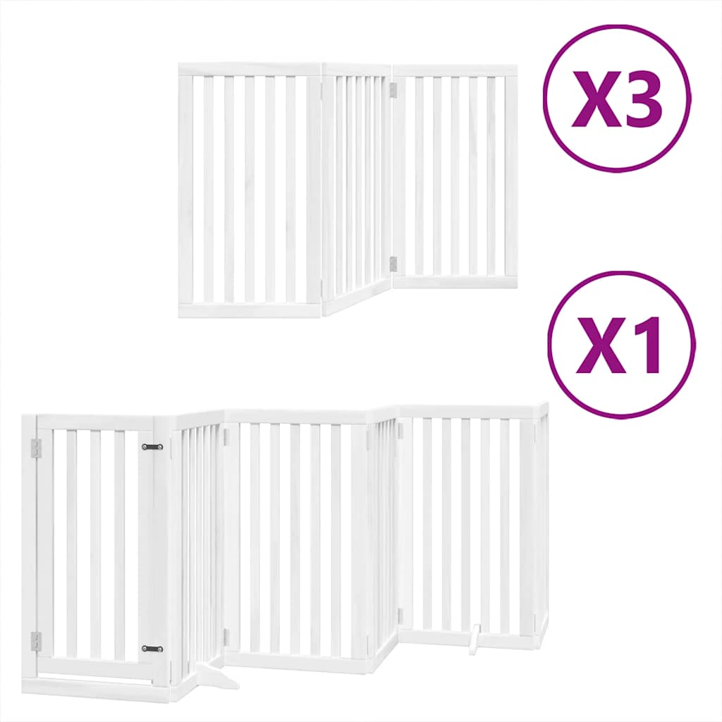 Puerta de perros plegable 15 paneles madera álamo blanca 750 cm