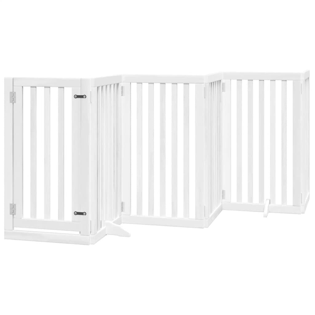 Puerta de perros plegable 15 paneles madera álamo blanca 750 cm