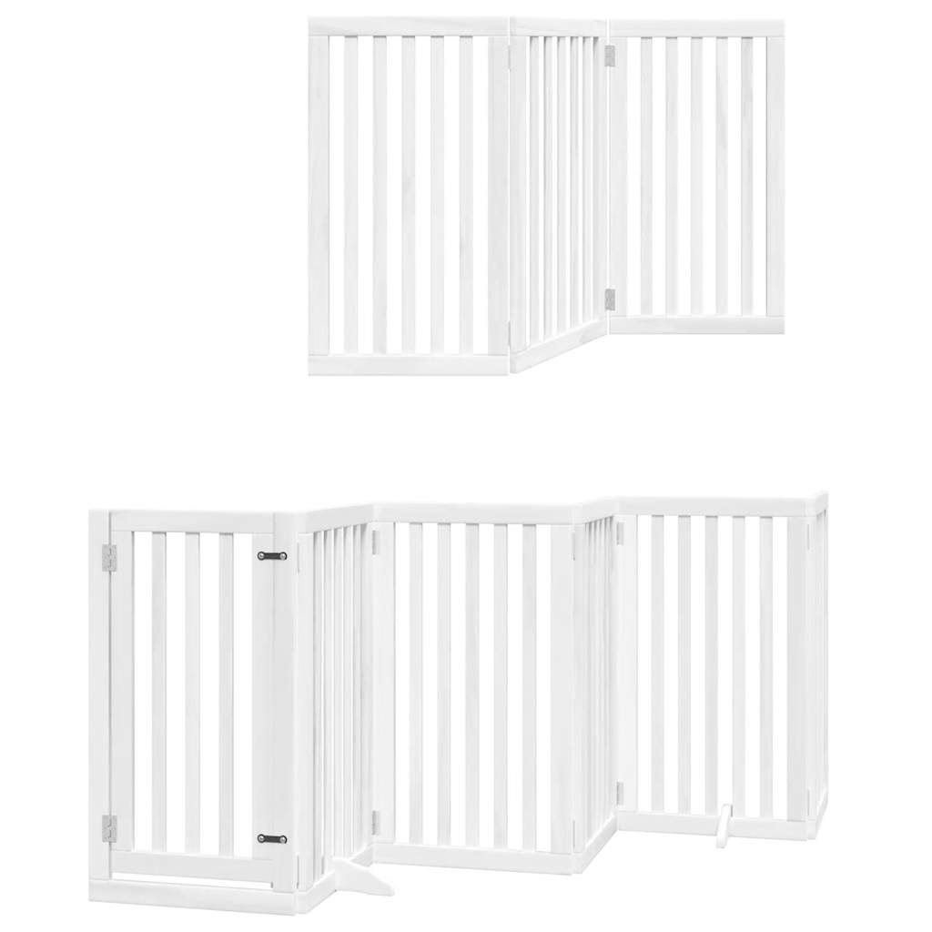 Puerta de perros plegable 15 paneles madera álamo blanca 750 cm