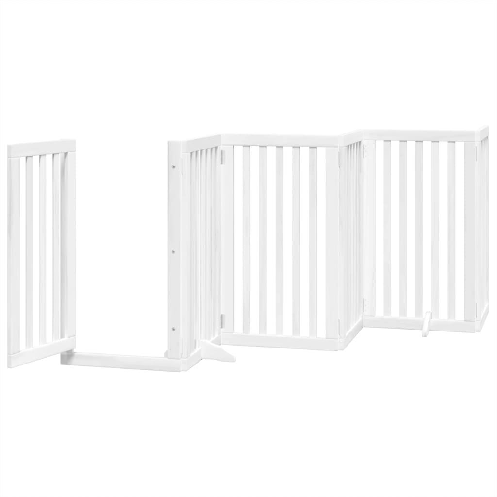 Puerta de perros plegable 15 paneles madera álamo blanca 750 cm