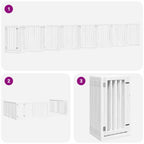 Puerta de perros plegable 15 paneles madera álamo blanca 750 cm