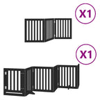 Puerta para perros plegable 9 paneles madera álamo negra 450 cm