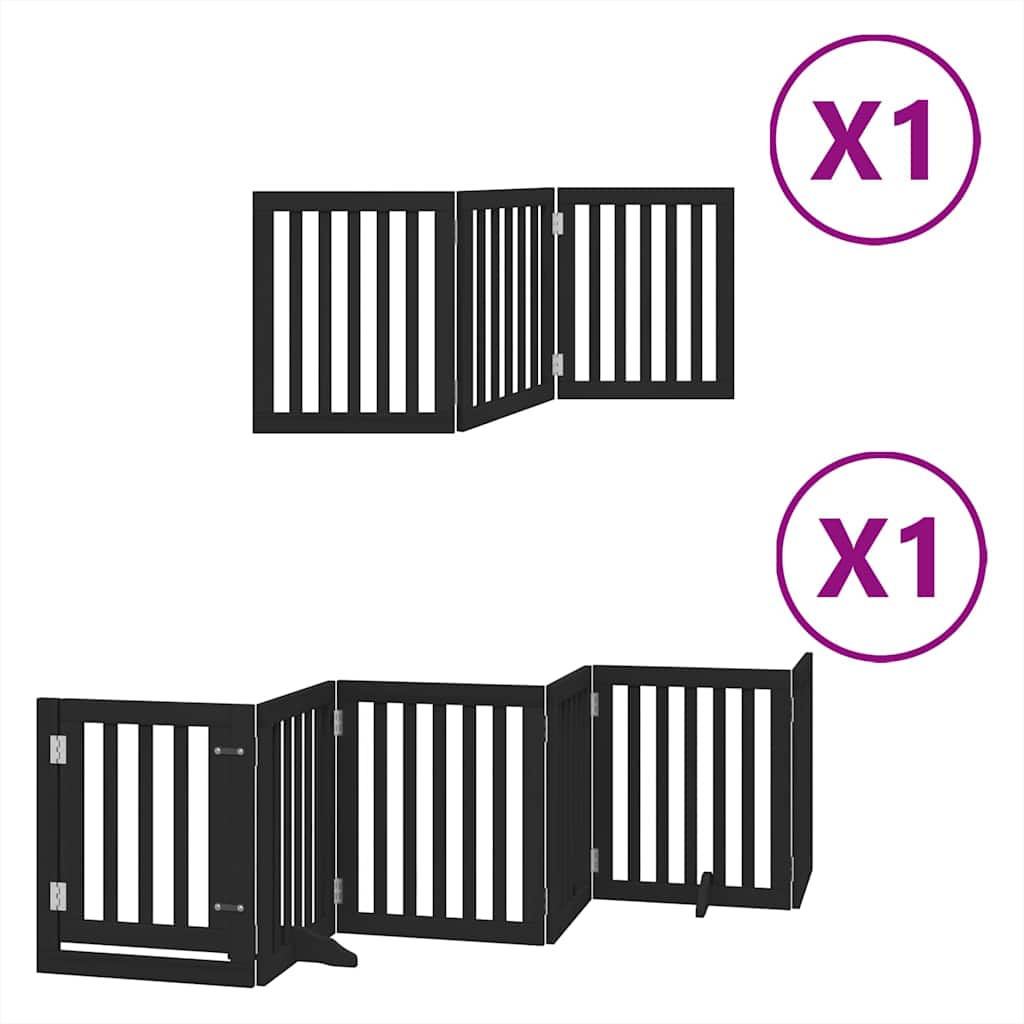 Puerta para perros plegable 9 paneles madera álamo negra 450 cm