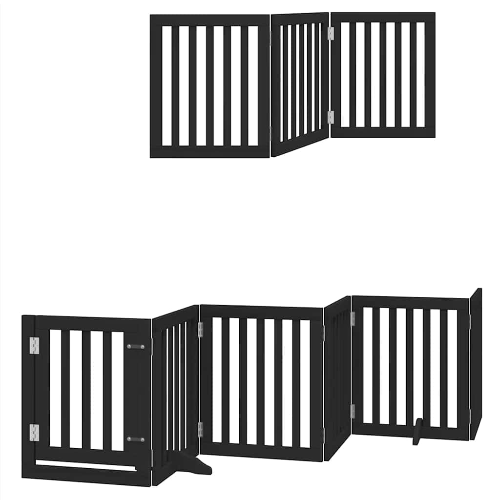 Puerta para perros plegable 9 paneles madera álamo negra 450 cm
