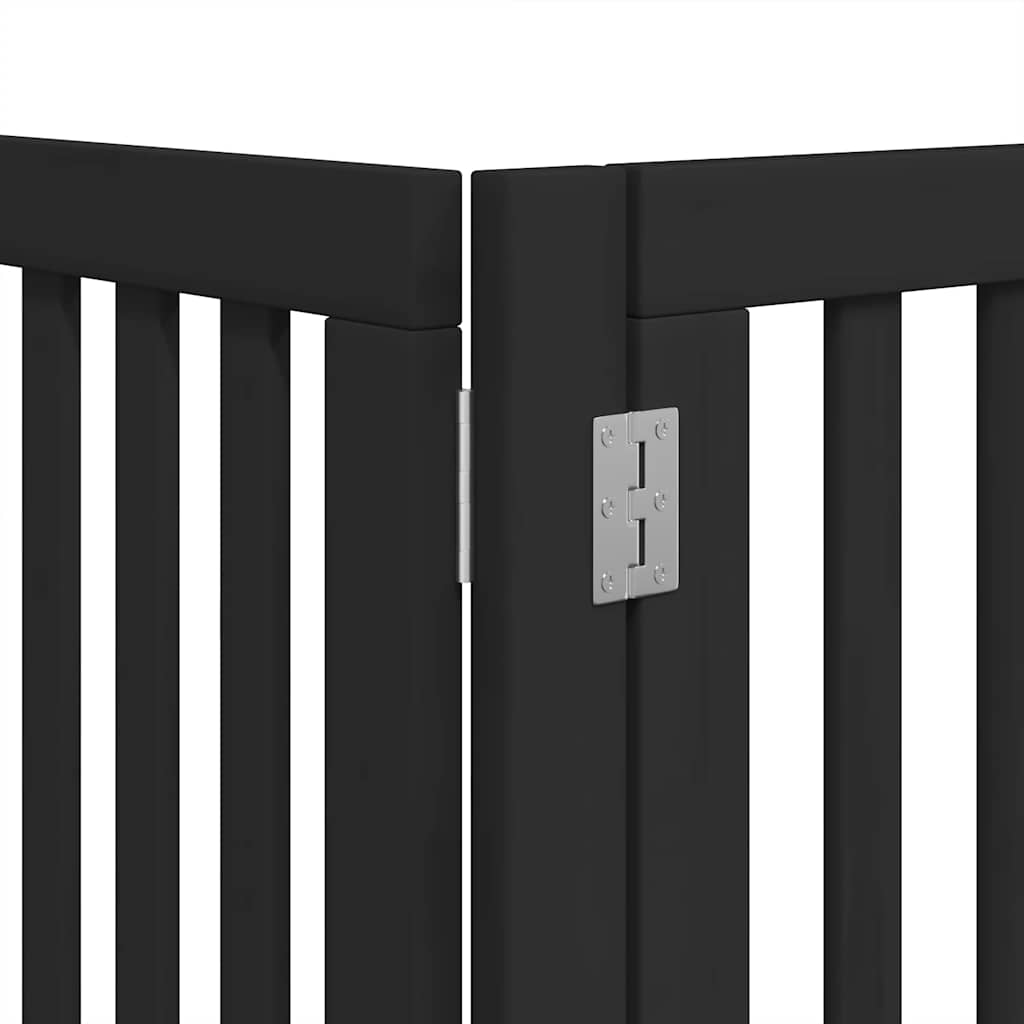Puerta para perros plegable 9 paneles madera álamo negra 450 cm