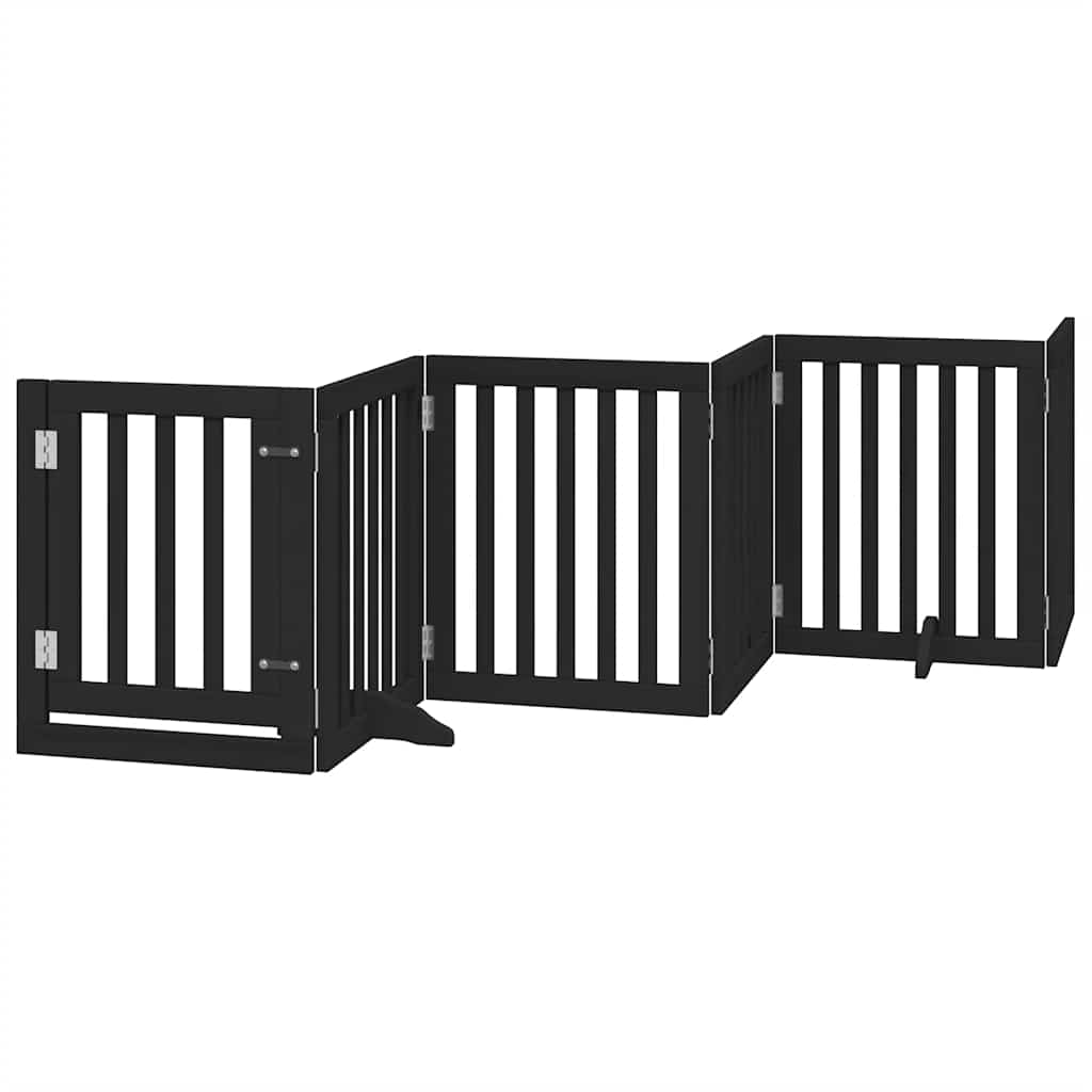 Puerta de perros plegable 15 paneles madera álamo negra 750 cm