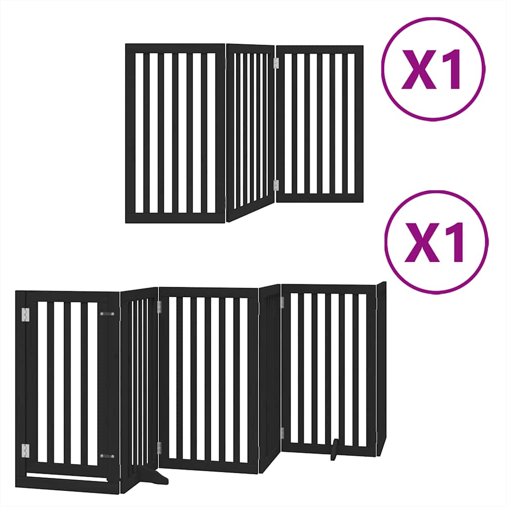 Puerta para perros plegable 9 paneles madera álamo negra 450 cm