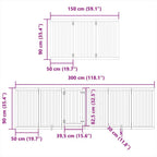 Puerta para perros plegable 9 paneles madera álamo negra 450 cm