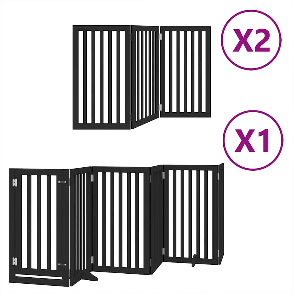 Puerta de perros plegable 12 paneles madera álamo negra 600 cm