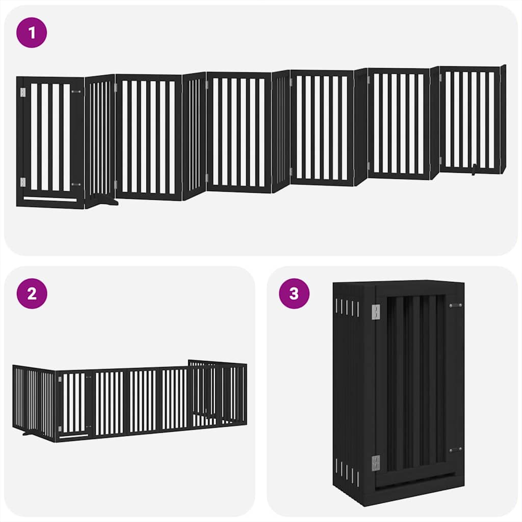 Puerta de perros plegable 12 paneles madera álamo negra 600 cm
