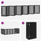 Puerta de perros plegable 12 paneles madera álamo negra 600 cm