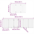 Puerta de perros plegable 12 paneles madera álamo negra 600 cm